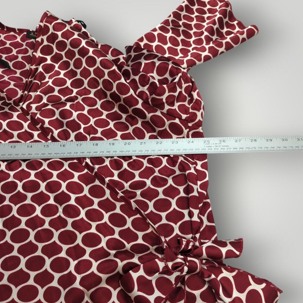 Ashley Stewart Women’s Wrap Top PLUS 3XL Burgundy & White Geometric Print - Picture 9 of 12